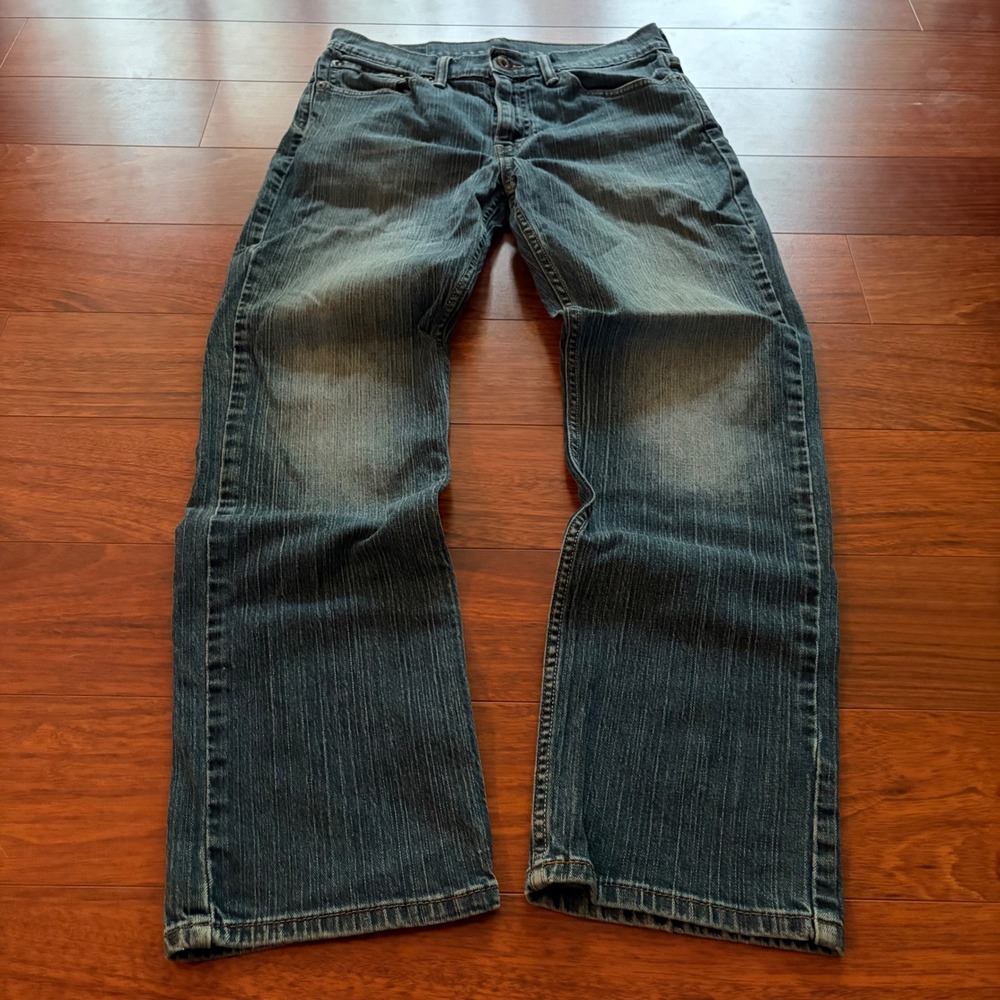 Levi Strauss 514 Bootcut Straight Jeans Blue Slubbed Denim Streetwear Size 31x30